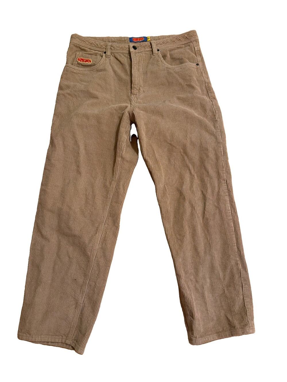 Empyre Relax Loose Fit Sk8 Corduroy Skate Pants Khaki Beige Size 34 Y2K